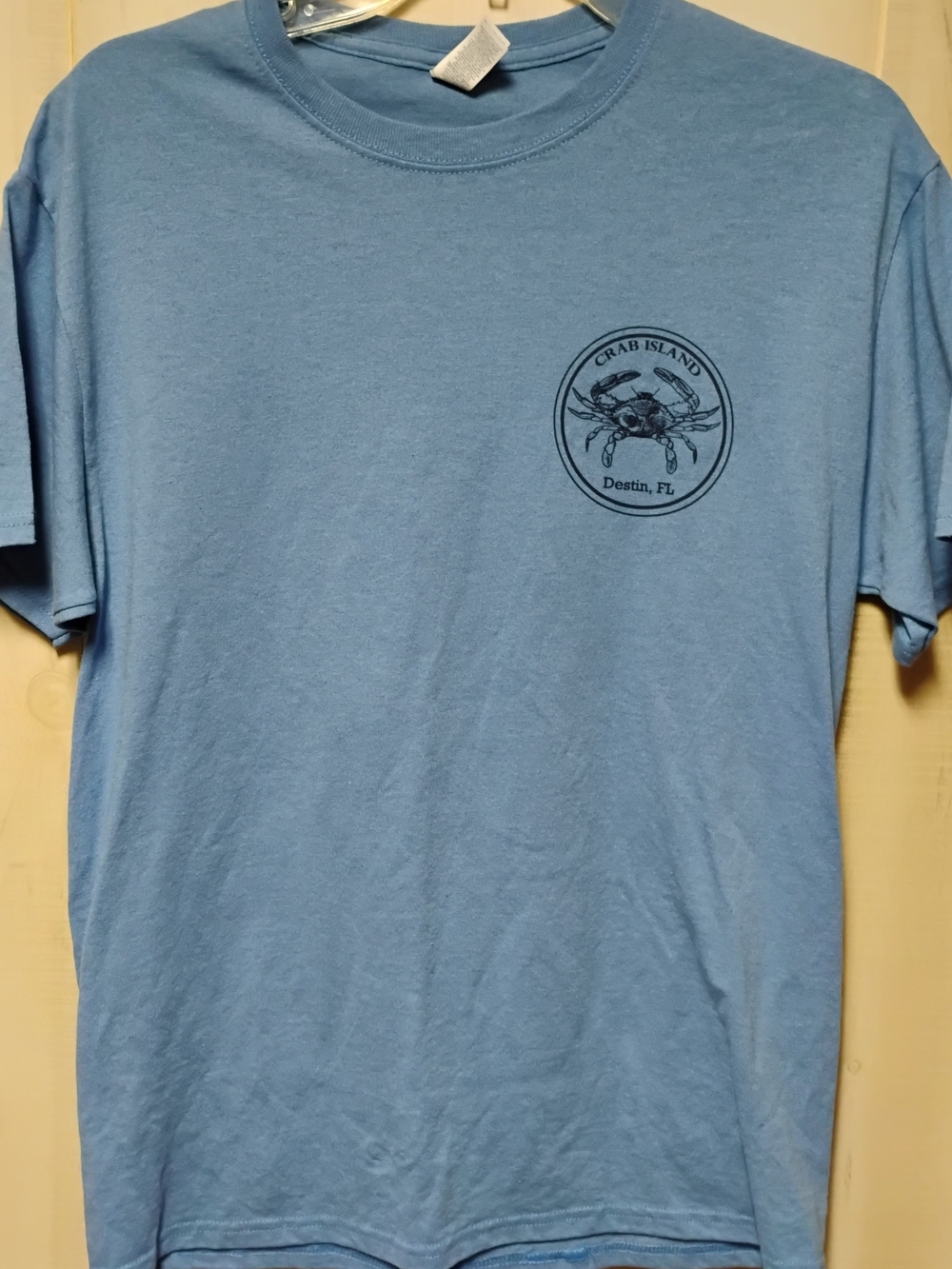 Jerzees Light Blue Crab Island Destin FL Graphic Tee